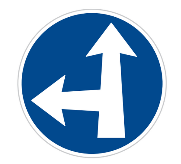 Přikázaný směr jízdy přímo a vlevo - C2e