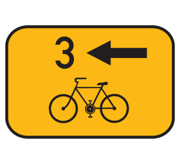 Směrová tabulka pro cyklisty - vlevo - IS21b