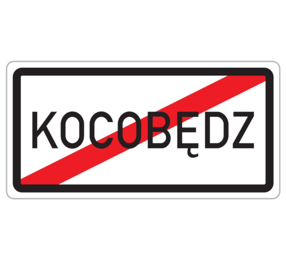Dopravní značka Konec obce v jazyce národnostní menšiny - IZ4d